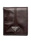 Prada Logo-plaque Leather Wallet In Red