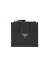 Prada Logo-plaque Leather Wallet In Black