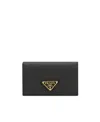 Prada Logo-plaque Leather Wallet In Black