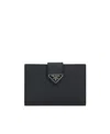 Prada Logo-plaque Leather Wallet In Black