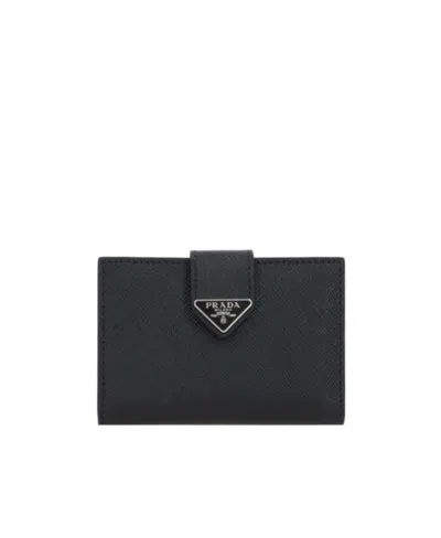 PRADA LOGO-PLAQUE LEATHER WALLET