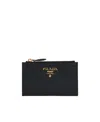 Prada Logo-plaque Leather Wallet In Black