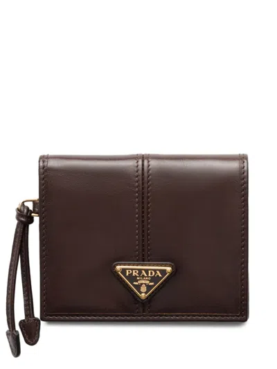 Prada Small Leather Wallet In Brown