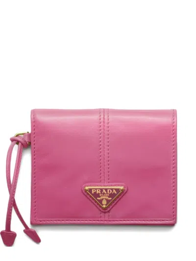 Prada Logo-plaque Leather Wallet In Pink