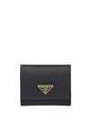 Prada Logo-plaque Leather Wallet In Brown