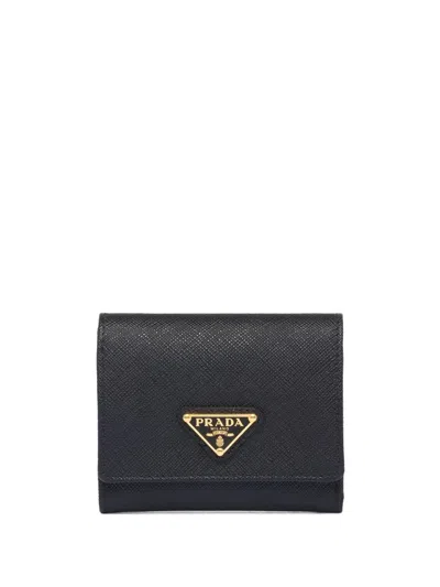 Prada Saffiano Small Leather Wallet In Black