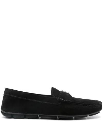 PRADA LOGO-PLAQUE LOAFERS