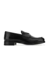 Prada Classic Round Toe Leather Loafers With Low Block Heel In Black
