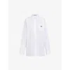Prada Womens White Logo-plaque Long-sleeve Cotton Shirt In White