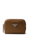 Prada Mini Zip Saffiano Leather Crossbody Bag In Brown