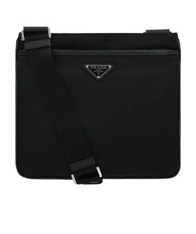 Prada Re-nylon And Saffiano Shoulder Bag In Black