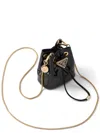 Prada Mini Sequin Drawstring Bucket Bag In Schwarz