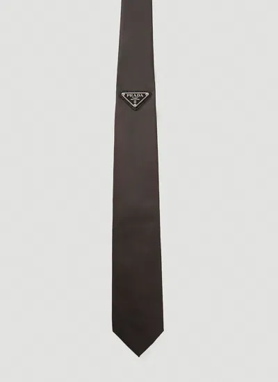 Prada Logo-plaque Nylon Tie In Black