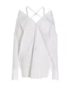 Prada Logo-plaque Off-shoulder Shirt In White