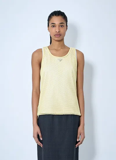 PRADA LOGO PLAQUE OPEN- KNIT TANK TOP