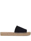 Prada Logo-plaque Open-toe Espadrilles In Blue