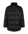 Prada Nappa Leather Puffer Jacket In Black