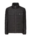 Prada Black Re-nylon Padded Jacket With Logo In Black