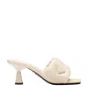 Prada Logo-plaque Padded Mules In Nude