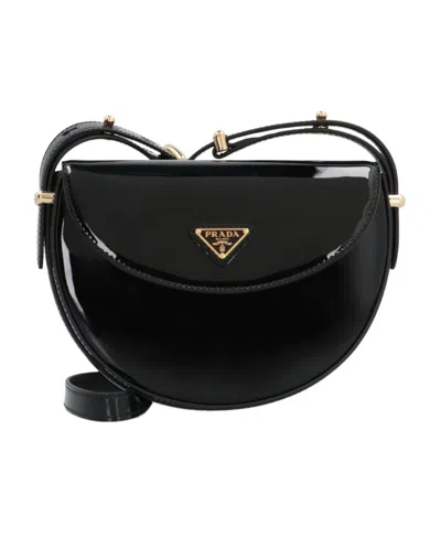 PRADA LOGO-PLAQUE PATENT LEATHER BAG