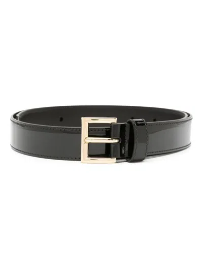 【関税＆送料込み】Prada Logo-Plaque Patent Leather Belt Prada Logo Plaque Patent Leather Belt In Black | ModeSens