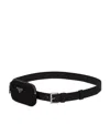 Prada Saffiano Leather Belt With Pouch In Black