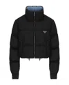 Prada Black Re-nylon Short Down Jacket Women In Black