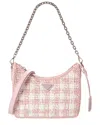 Prada Dnu Inv  Logo Plaque Raffia & Leather Hobo Bag