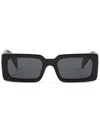 Prada Rectangle-frame Tinted Sunglasses In Black