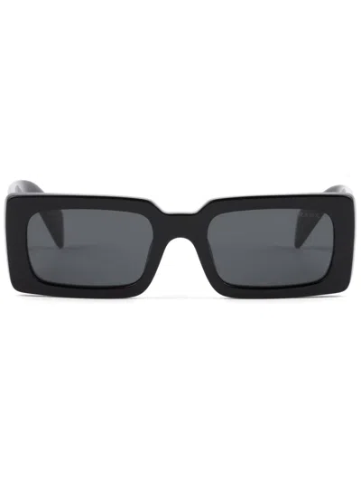 Prada Rectangle-frame Tinted Sunglasses In Black
