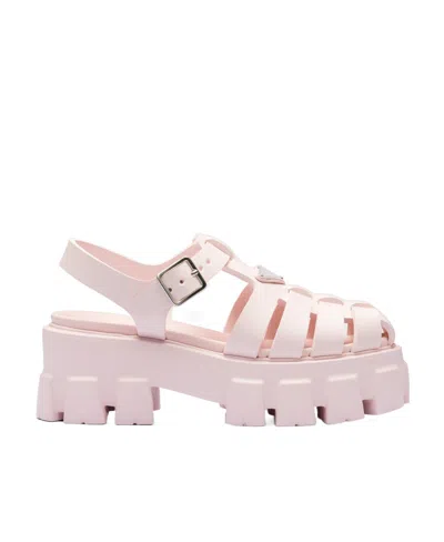 Prada Rubber Logo Chunky-sole Fisherman Sandals In Pink