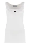 Prada Ribbed Knit Jersey Tank Top In Bianco