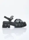 Prada Logo Plaque Rubber Sandals In Black