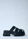 Prada Monolith Platform Fisherman Sandals In Black