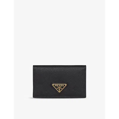 Prada Black Saffiano Leather Small Wallet In Brown