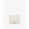 Prada White Logo-plaque Saffiano Leather Card Holder