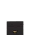 Prada Textured Black Wallet With Triangular Logo Emblem