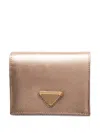 Prada Logo-plaque Saffiano-leather Wallet In Gold