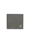 Prada Enamel-logo Saffiano Leather Cardholder In Gray