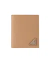 Prada Logo-plaque Saffiano Leather Wallet In Nude