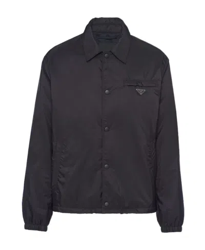 Prada Re-nylon Shirt Jacket In Black  