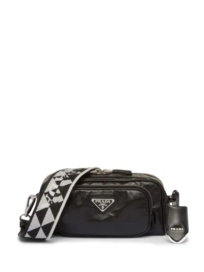 Prada Logo-plaque Shoulder Bag In Black