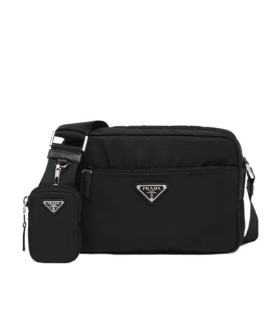 PRADA PRADA LOGO PLAQUE ZIPPED SHOULDER BAG