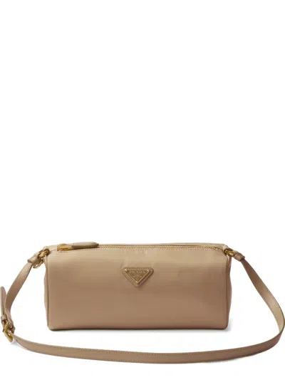 Prada Logo-plaque Shoulder Bag In Brown