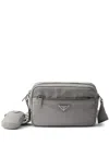 Prada Logo-plaque Shoulder Bag In Gray