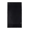 Prada Logo-plaque Fringed Cashmere Scarf In Black