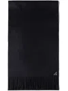 Prada Logo-plaque Fringed Cashmere Scarf In Black