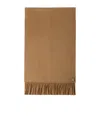 Prada Logo-plaque Silk-cashmere Scarf In Camel Brown