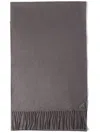 Prada Mens Grey Logo-plaque Fringed-trim Silk And Cashmere-blend Scarf In Grey