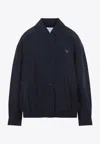 Prada Collared Jacket Long Sleeves Elasticated Hem In Blue